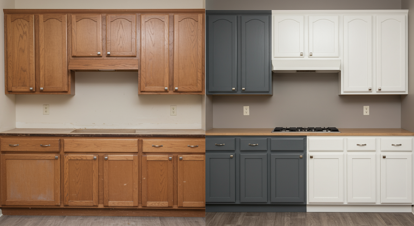 Cabinet Refinishing Before After