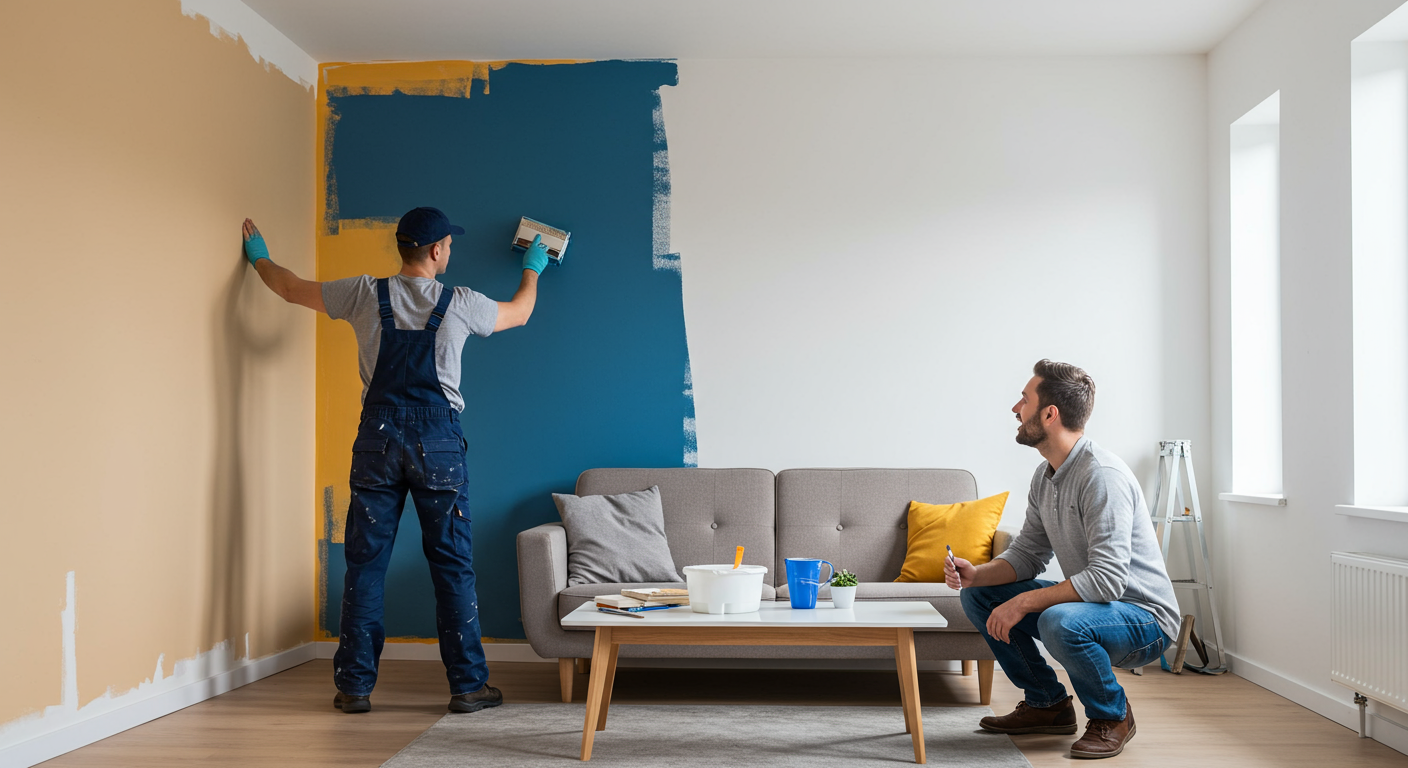 Professional Painter Transforming a Living Room