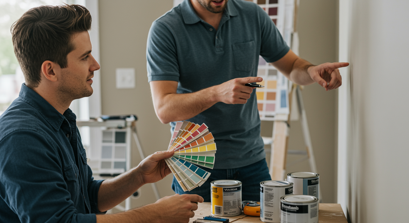 Professional painter consulting with a homeowner in Columbus, OH