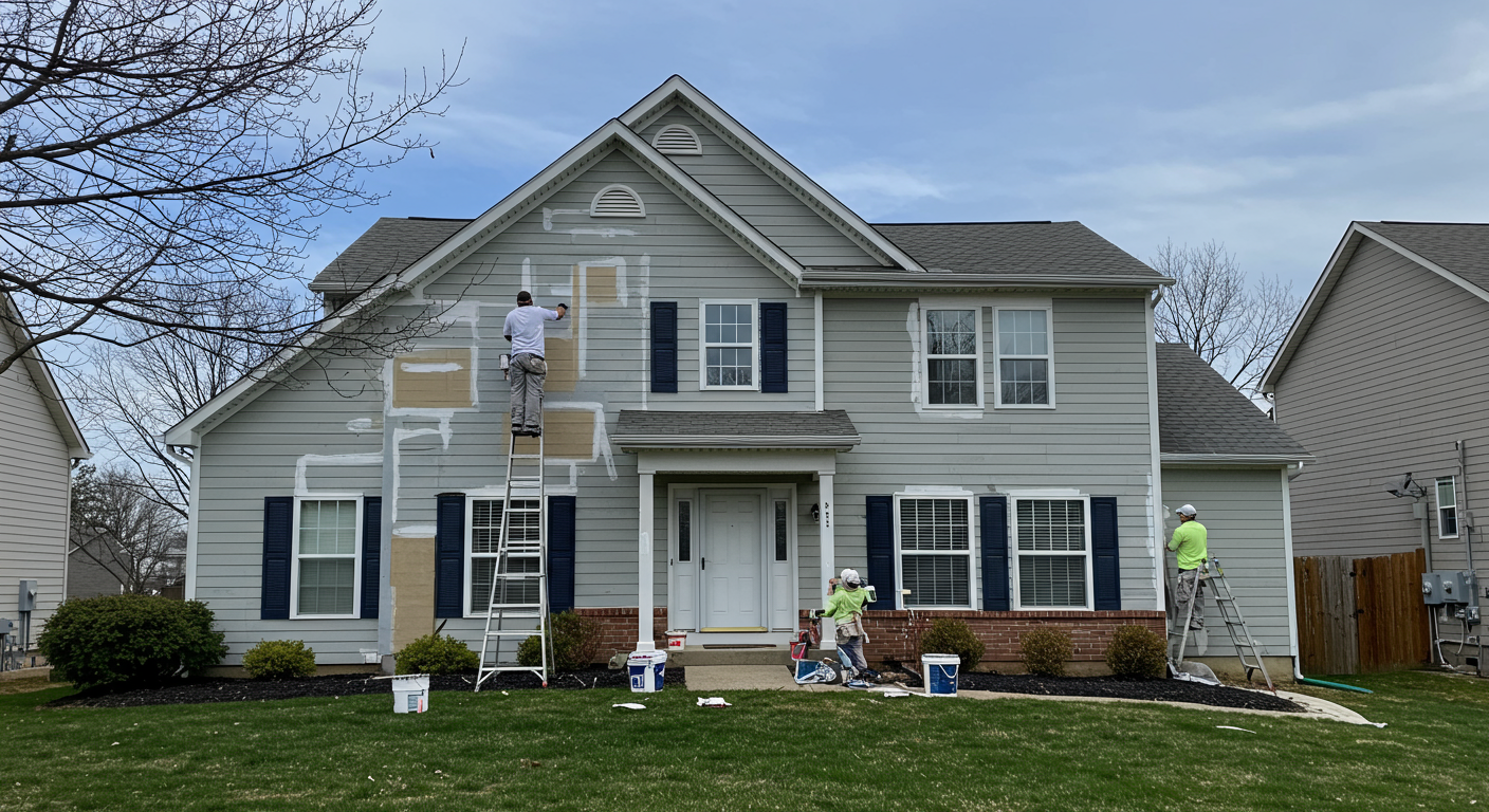 Professional Painter at Work in a Residential Setting