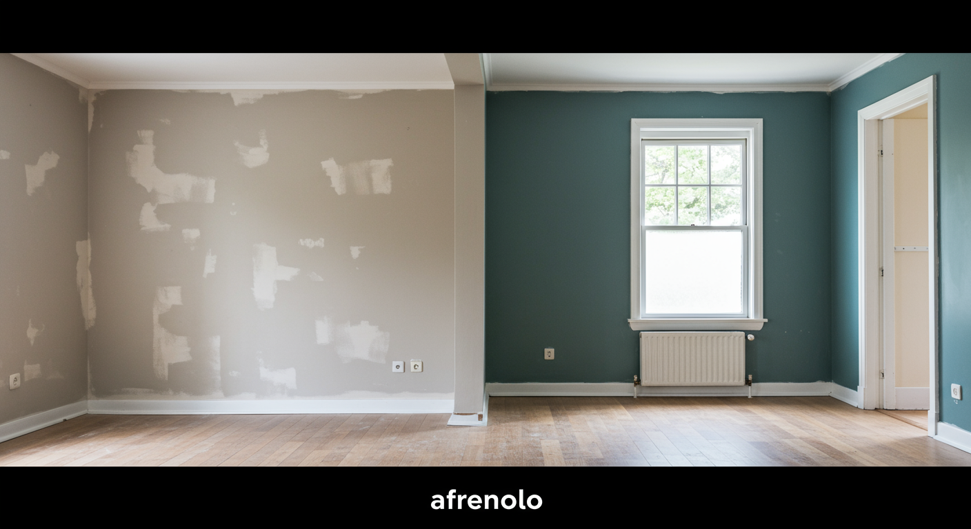 A before-and-after shot of a beautifully painted room, showcasing the transformation from dull to vibrant. The image highlights the impact of professional painting services.