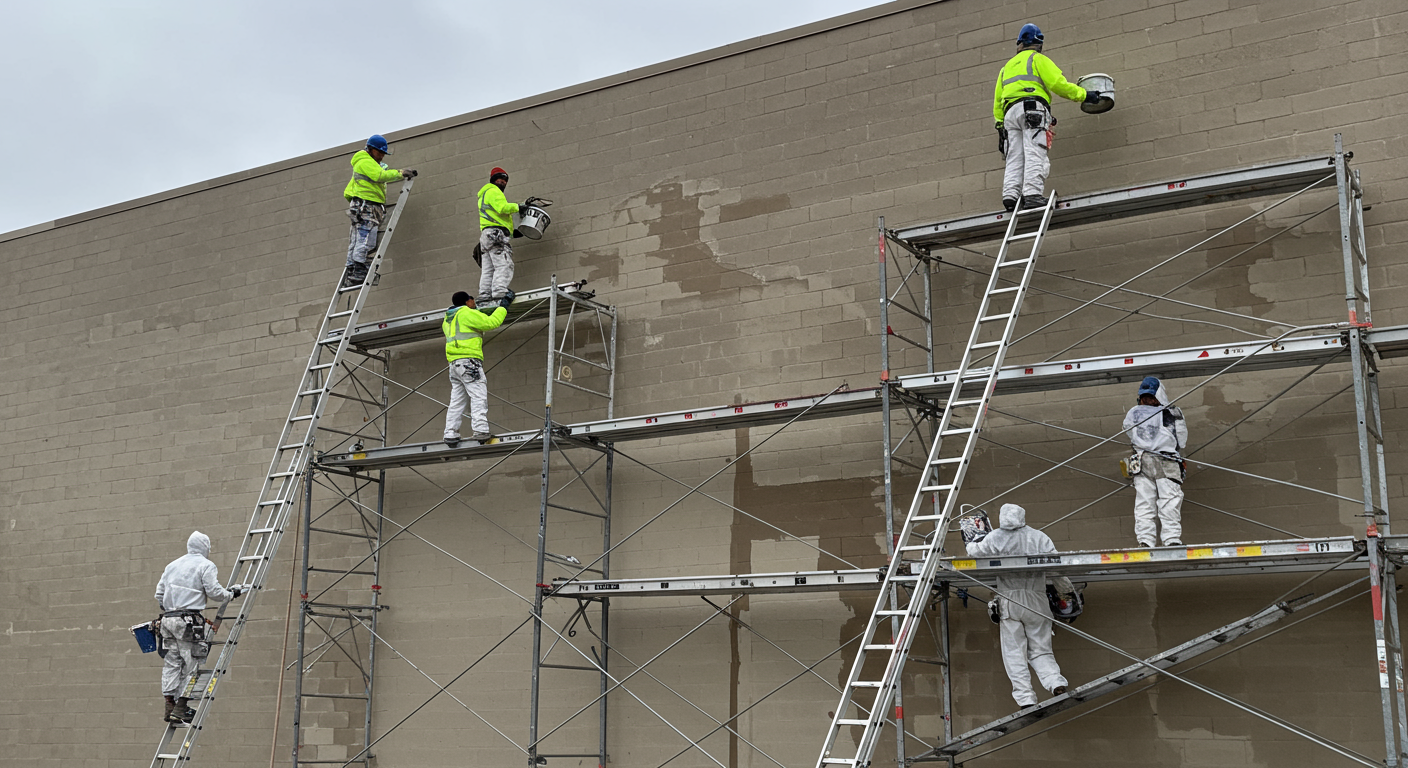 Professional painters working on a home exterior in Huber Heights, OH