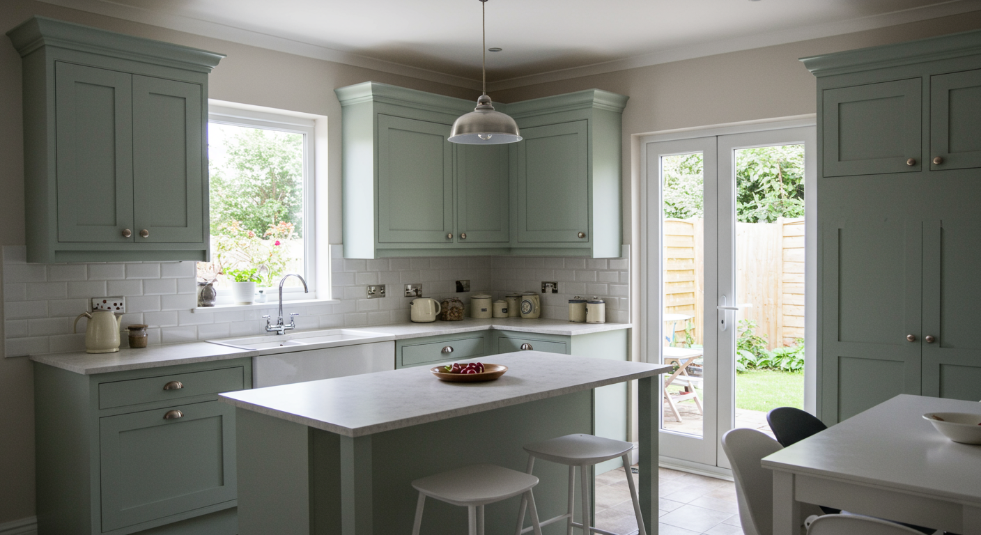 A beautifully painted kitchen with modern cabinetry and a fresh coat of paint on the walls, featuring a bright and inviting atmosphere that highlights the quality of the painting work.